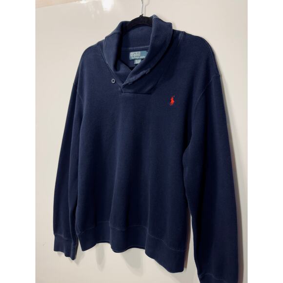 VTG Polo Ralph Lauren Crowl Neck Navy Sweater Casual Preppy Men's Size XL - Picture 6 of 10